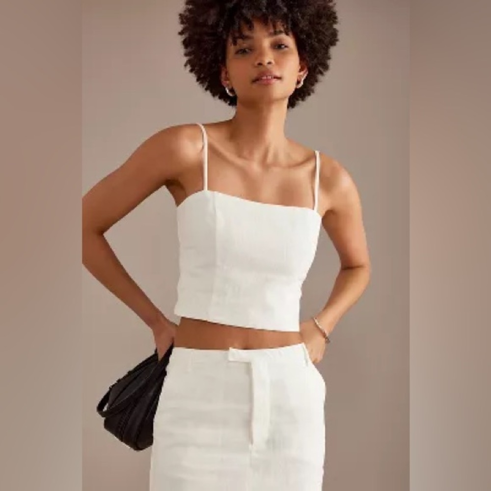 Sophie Rue White Scrunchy Open Back Top, Size Small NWT
